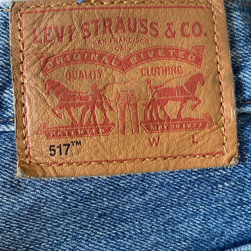 Levi’s 517 Orange Tab Patchwork Cropped Jeans Sz … - image 3